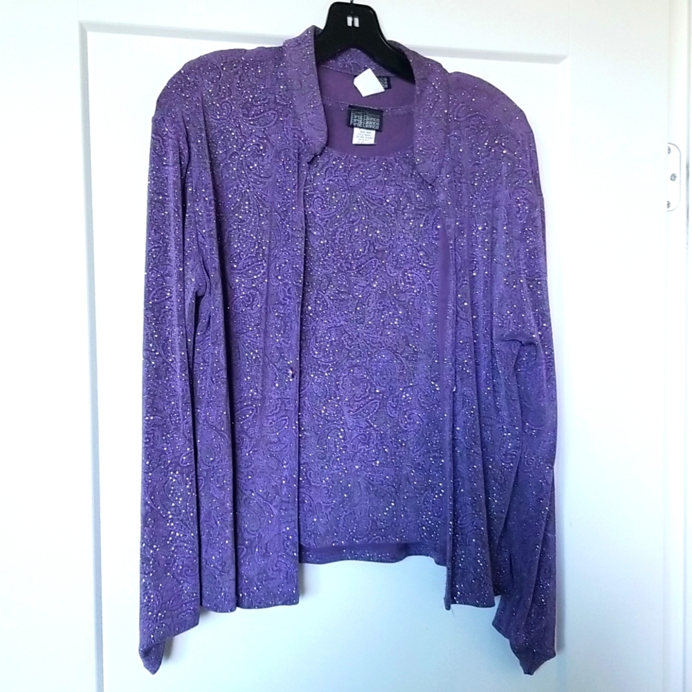 First Glance Sparkle 2 Piece Lavender Cardigan Set Size M